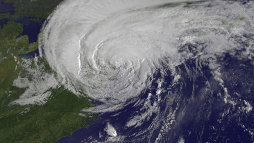 Satellite photo of a hurricane.